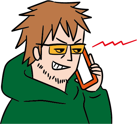 詐欺の一味が電話をかけているイラスト