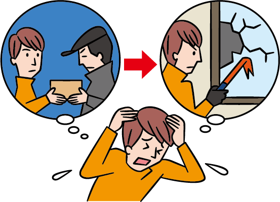 犯罪行為に引き込まれ、頭を抱えているイラスト