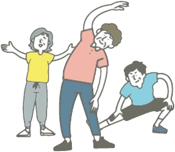 みんなで体操しているイラスト