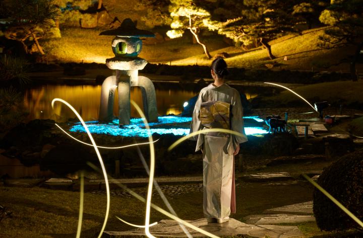 雪見灯籠ライトアップ