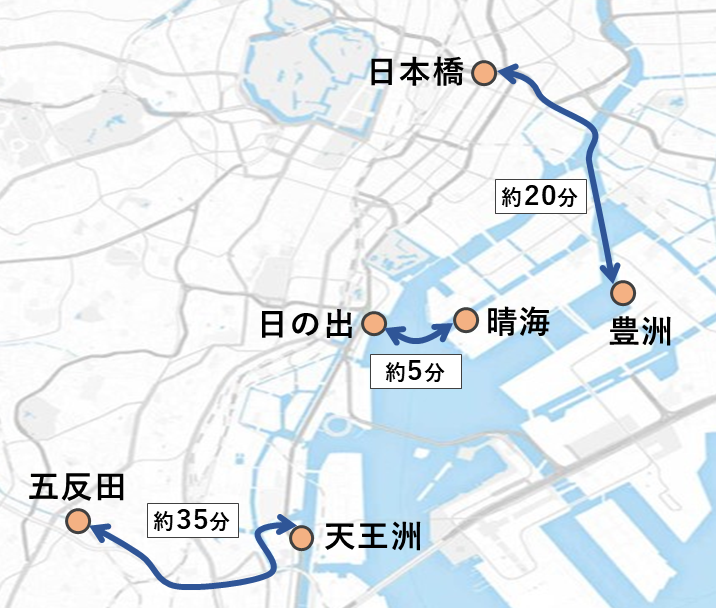 舟旅通勤3航路のルート図