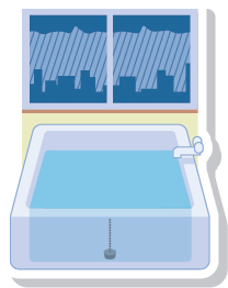 風呂にためている水のイラスト