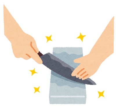 包丁を研ぐ様子のイラスト