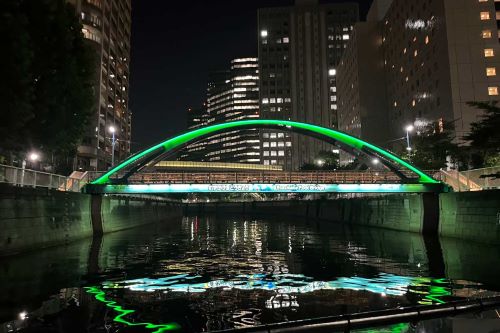 目黒川の橋が光る夜景