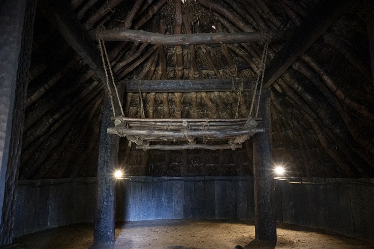 The interior of a restored Jomon- and Yayoi-era pit-house at the Honmachida Site